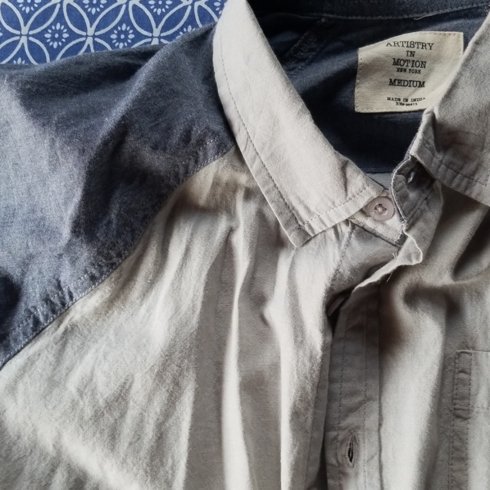 Designer blue-grey button-up LIQUID JOYRIDE